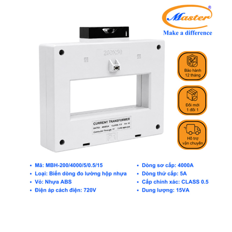 Biến Dòng Đo Lường Hộp Nhựa MBH-200 4000/5A Master