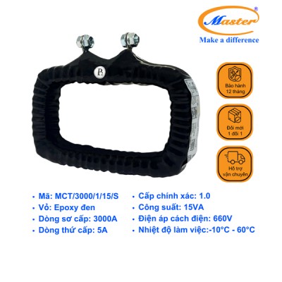 Biến Dòng Đo Lường MCT 3000/5A CL1.0 15VA Master - Đúc Epoxy Vuông Đen