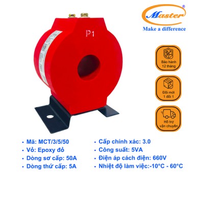 Biến Dòng Đo Lường MCT 50/5A CL1.0 5VA Master