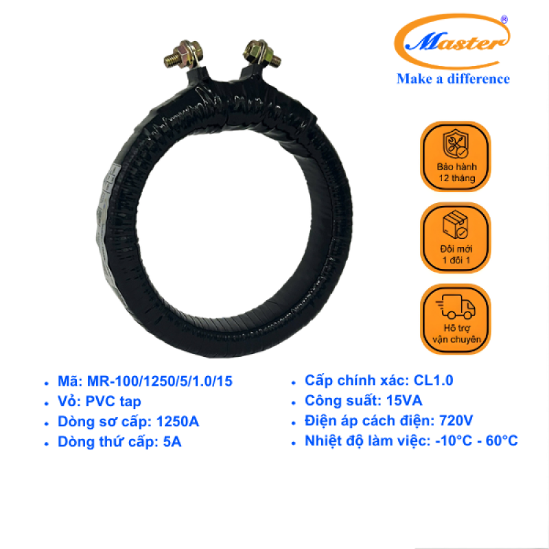 Biến Dòng Băng Quấn MR-100 1250/5A CL1.0 15VA