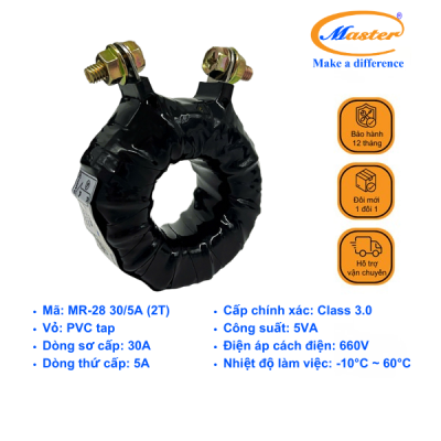Biến Dòng Băng Quấn MR-28 30/5A CL3.0 5VA Master