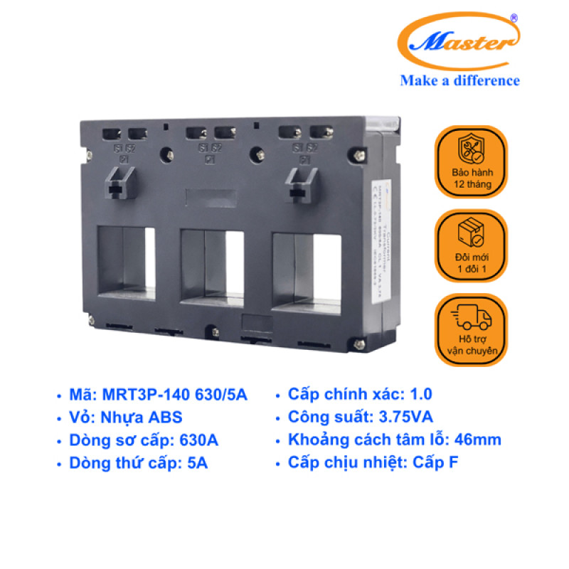 Biến Dòng Đo Lường 3 Pha MRT3P-140 630/5A CL1.0 3.75VA