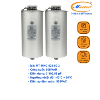 Tụ Bù Chống Cháy Nổ Master Tròn Loại Khô 3P 50KVAR 525VAC
