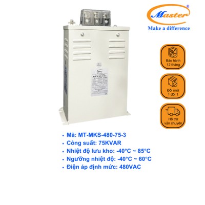 Tụ Bù Chống Cháy Nổ Master Vuông Loại Khô 3P 75KVAR 480VAC