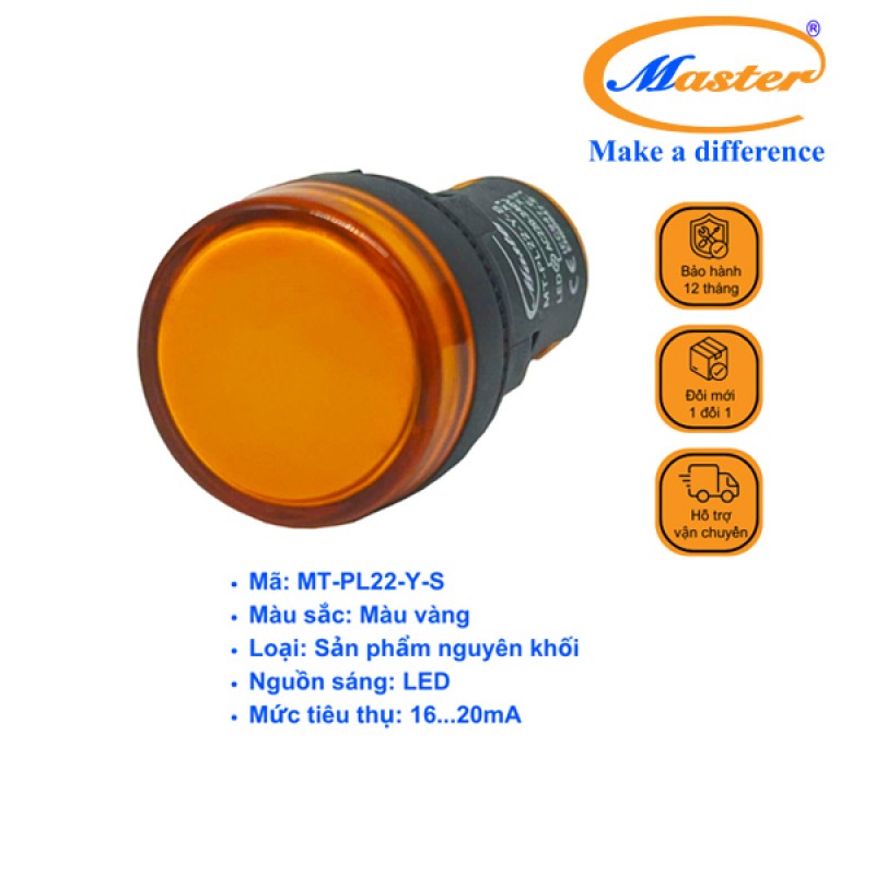 Đèn Báo Pha Vàng Master - Đầu Phẳng