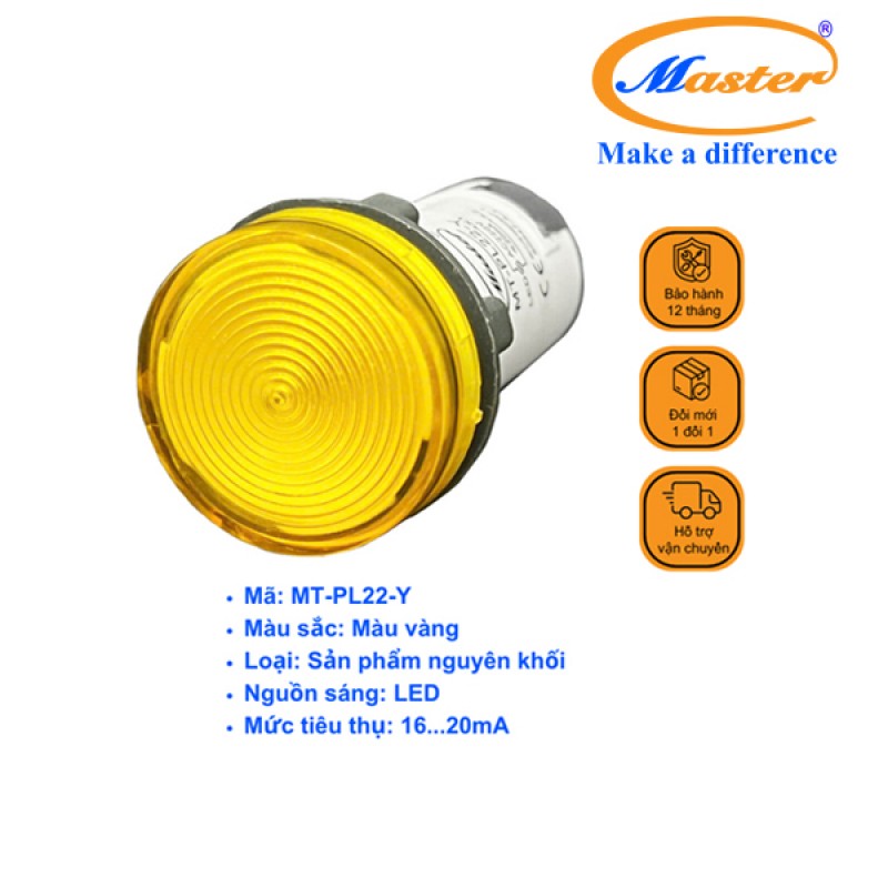Đèn báo led vàng Master