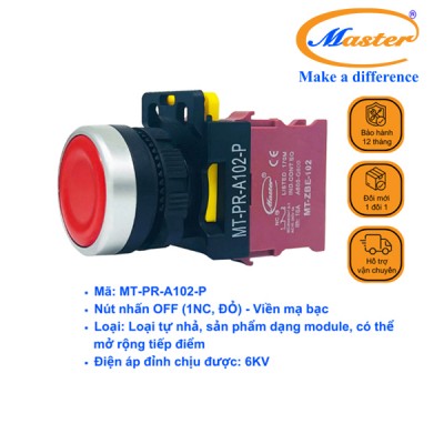 Nút Nhấn OFF Màu Đỏ Master - Viền Mạ Bạc