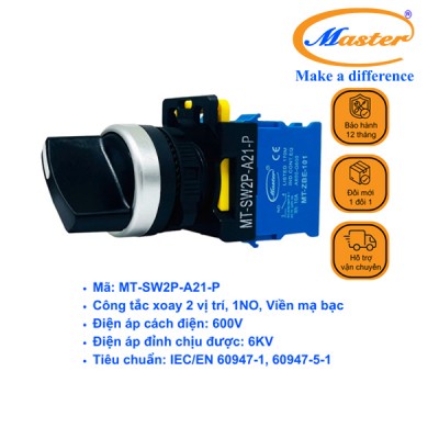 Công Tắc Xoay 2 Vị Trí Master - Viền Mạ Bạc
