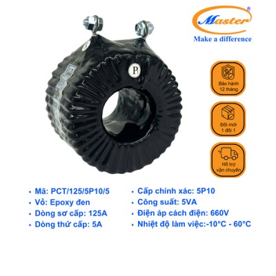 Biến Dòng Bảo Vệ PCT 125/5A 5P10 5VA Master (Loại Tròn)