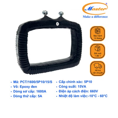 Biến Dòng Bảo Vệ PCT 1600/5A 5P10 15VA Master - Đúc Epoxy Vuông Đen