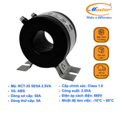 BIẾN DÒNG ĐO LƯỜNG RCT-35-50/5A CL1.0 2.5VA MASTER