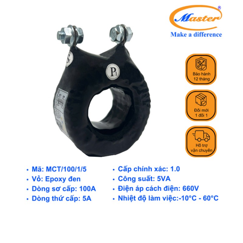 Biến Dòng Đo Lường MCT 100/5A CL1.0 5VA Master