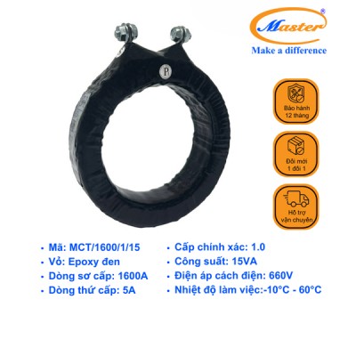 Biến Dòng Đo Lường MCT 1600/5A CL1.0 15VA Master - Đúc Epoxy Tròn Đen