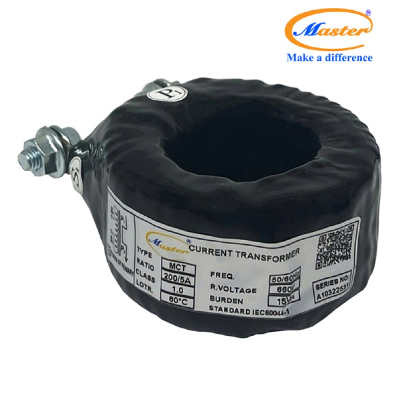 Biến Dòng Đo Lường MCT 200/5A CL1.0 15VA Master - Đúc Epoxy Tròn Đen