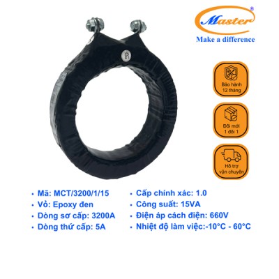 Biến Dòng Đo Lường MCT 3200/5A CL1.0 15VA Master - Đúc Epoxy Tròn Đen