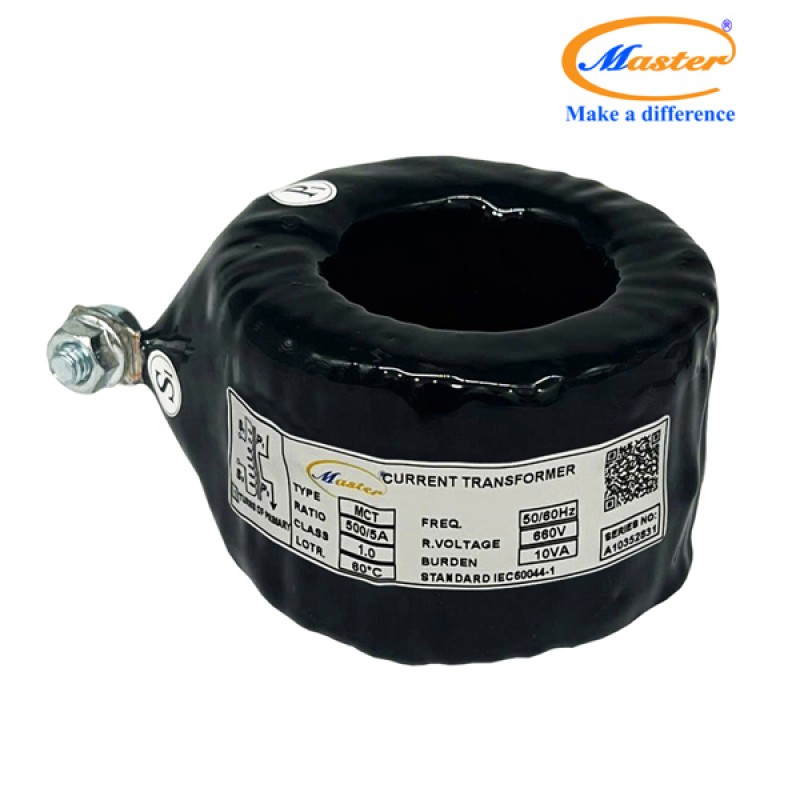 Biến Dòng Đo Lường MCT 500/5A CL1.0 10VA Master - Đúc Epoxy Tròn Đen