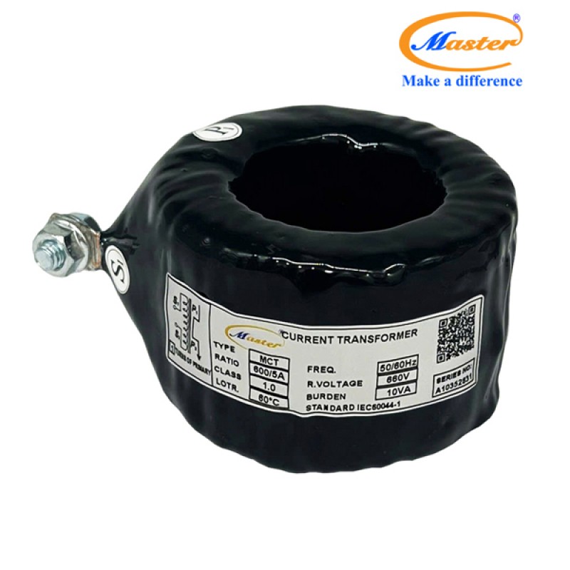 Biến Dòng Đo Lường MCT 600/5A CL1.0 10VA Master - Đúc Epoxy Tròn Đen