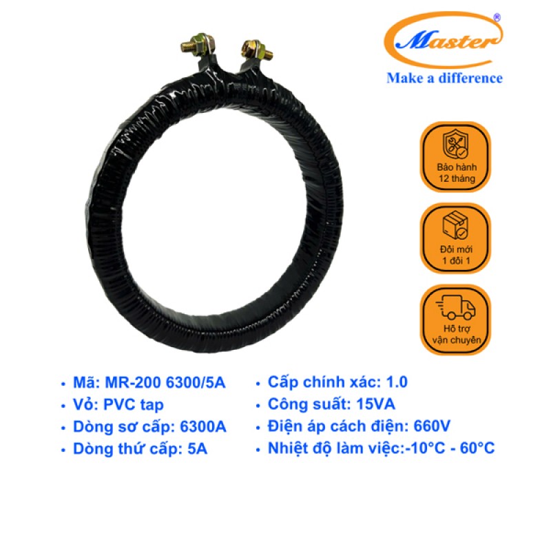 Biến Dòng Băng Quấn MR-200 6300/5A CL1.0 15VA