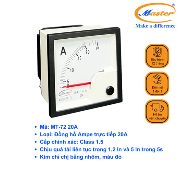 Đồng Hồ Đo Ampe MT-72 20A Master