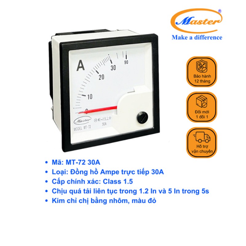 Đồng Hồ Đo Ampe MT-72 30A Master