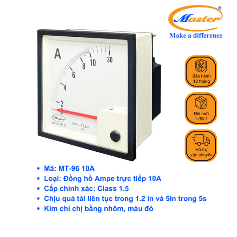 Đồng Hồ Đo Ampe Trực Tiếp MT-96 10A Master