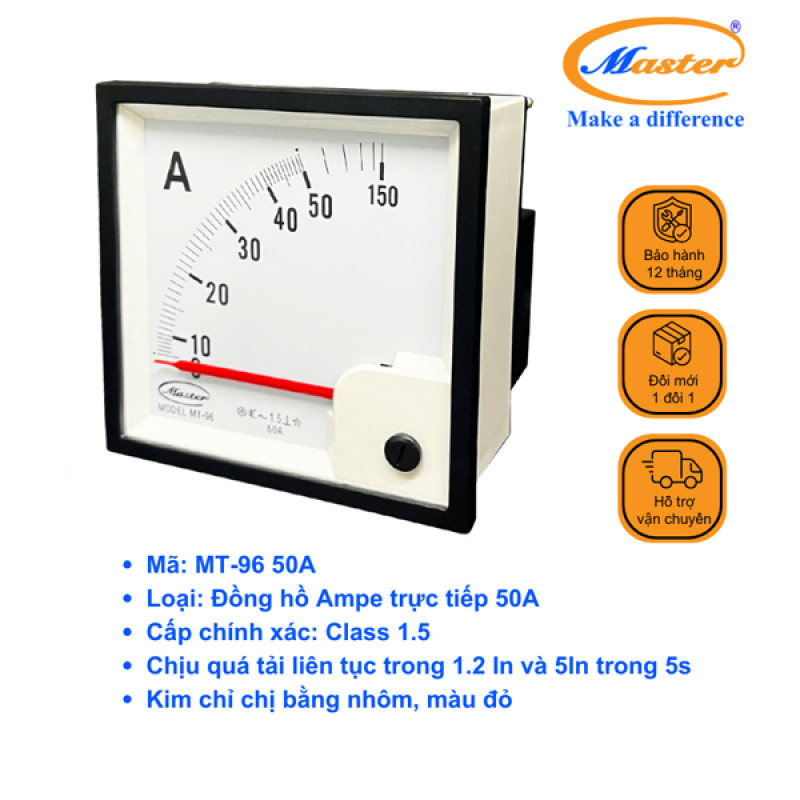 Đồng Hồ Đo Ampe Trực Tiếp MT-96 50A Master