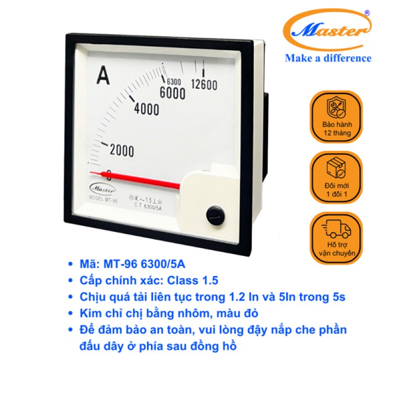 Đồng Hồ Đo Ampe MT-96 6300/5A CL1.5 Master