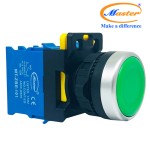 Nút Nhấn ON Màu Xanh Lá Master - Viền Mạ Bạc