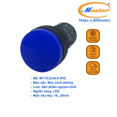 Đèn Báo Pha Xanh Dương Master - Đầu Vòm Phản Quang