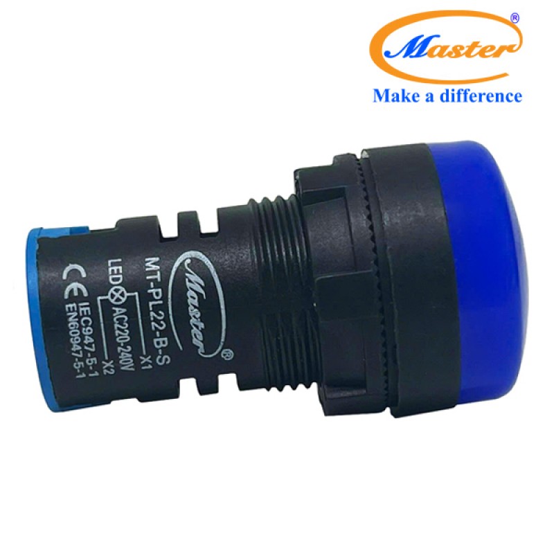 Đèn Báo Pha Xanh Dương Master - Đầu Vòm Phản Quang