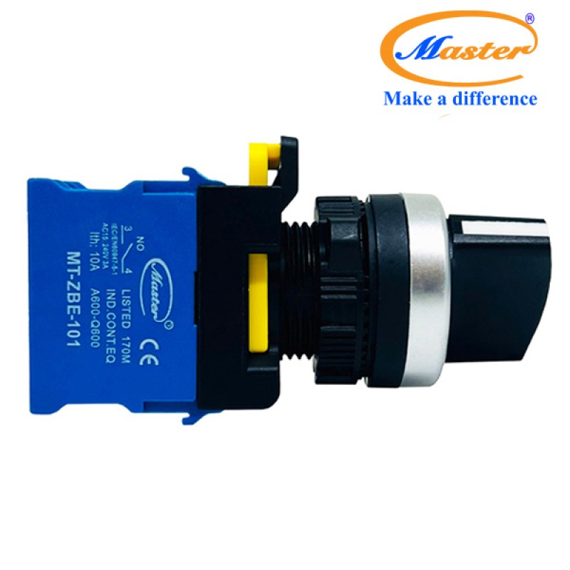 Công Tắc Xoay 2 Vị Trí Master - Viền Mạ Bạc