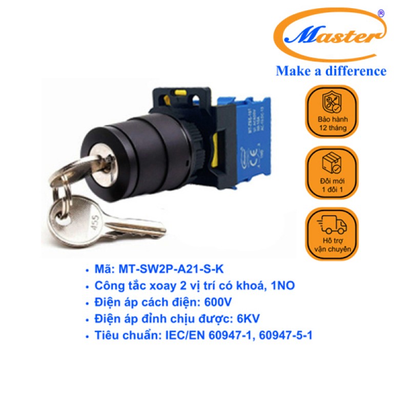 Công Tắc Xoay 2 Vị Trí Có Khoá Master