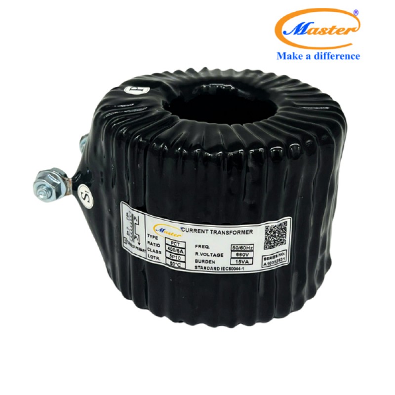 Biến Dòng Bảo Vệ PCT 400/5A 5P10 15VA Master - Đúc Epoxy Tròn Đen