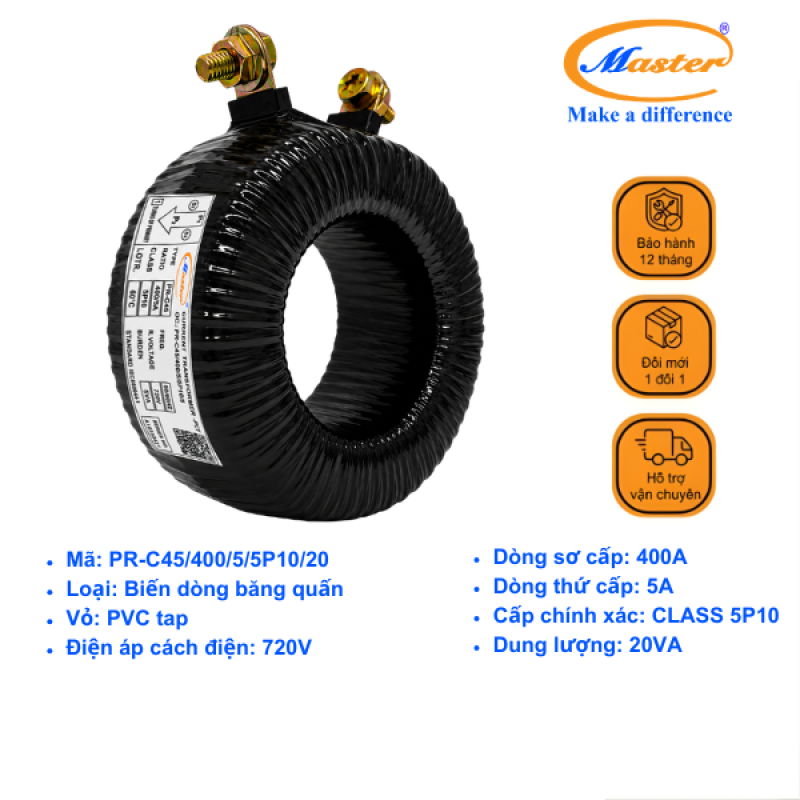 Biến Dòng Bảo Vệ Băng Quấn PR-45 400/5A 5P10 20VA