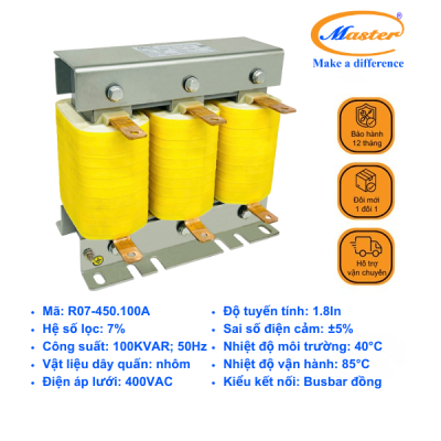 Cuộn Kháng 7% Cho Tụ Bù 3P 100KVAR 450VAC MASTER