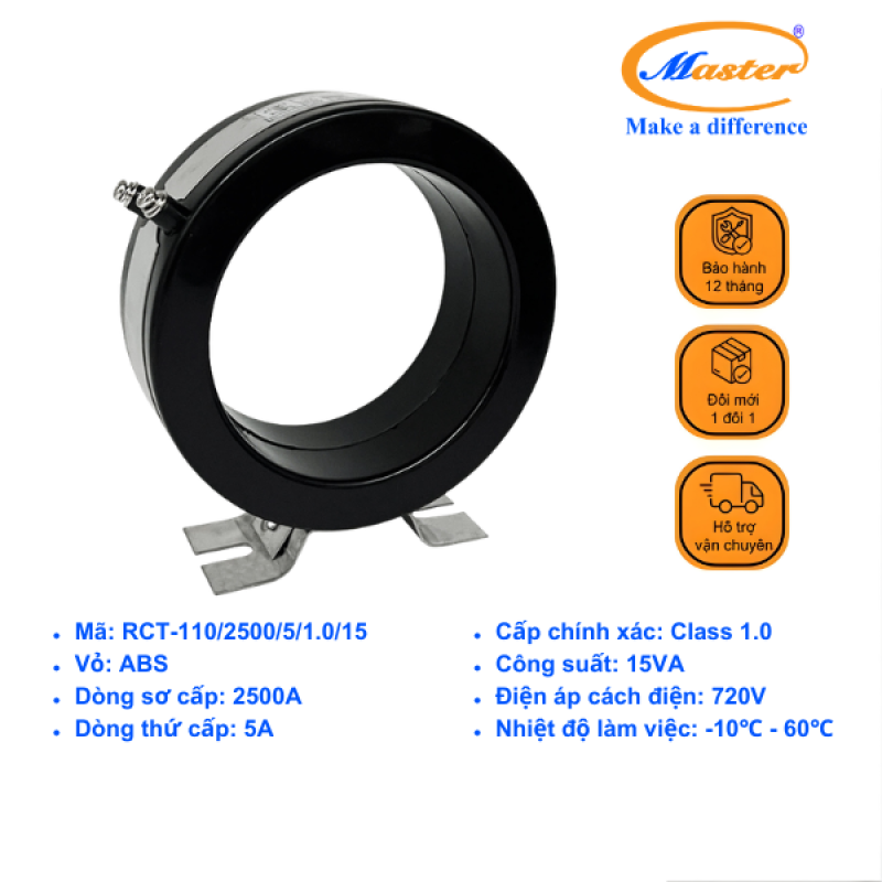 Biến Dòng Đo Lường RCT-110 2500/5A CL1.0 15VA Master